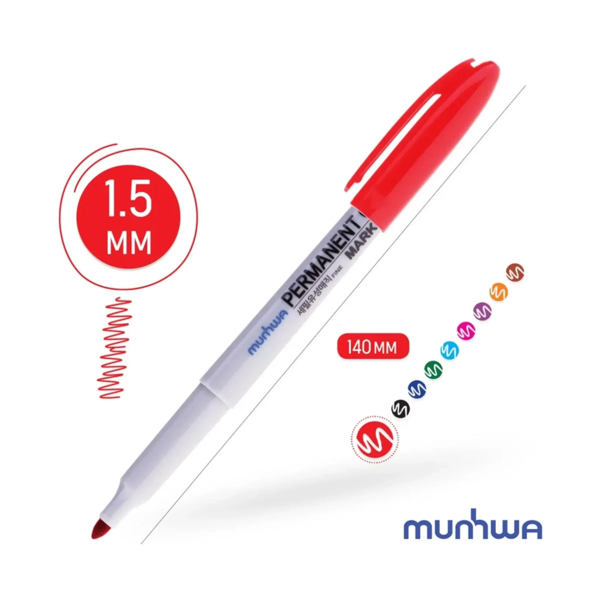 MUNHWA PERMANENT MARKER ASETAT KALEMİ FINE KIRMIZI - Görsel 4