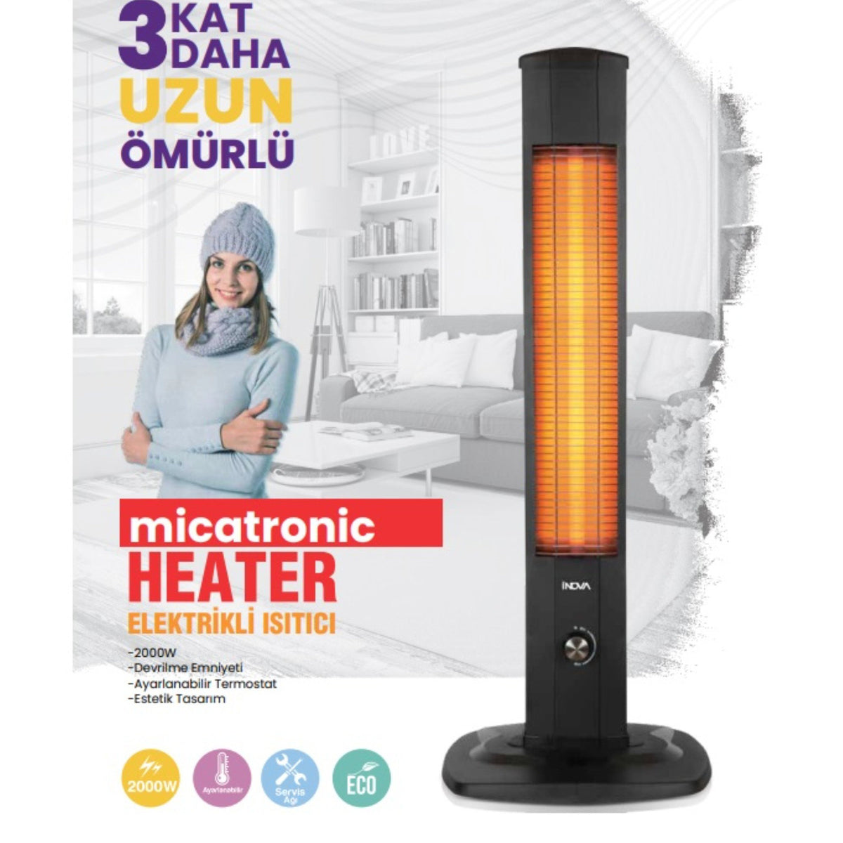 İNOVA MAYON MİKATRONİK DİK ISITICI 2000 W - görsel 2