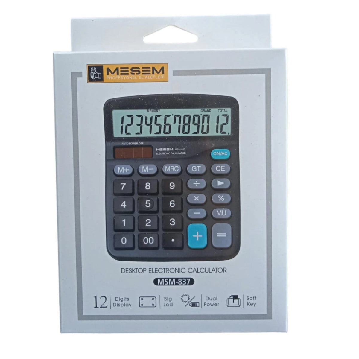 MEŞEM HESAP MAKİNESİ 12 HANE KÜÇÜK BOY KOD:MSM837 - Görsel 2
