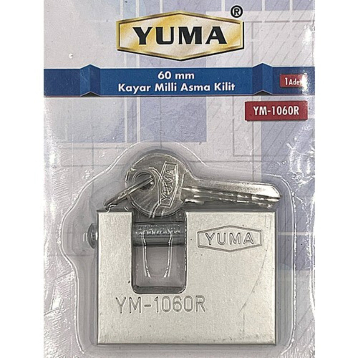 YUMA KAYAR MİLLİ ASMA KİLİT 60 MM 1060R NİKEL - Görsel 5
