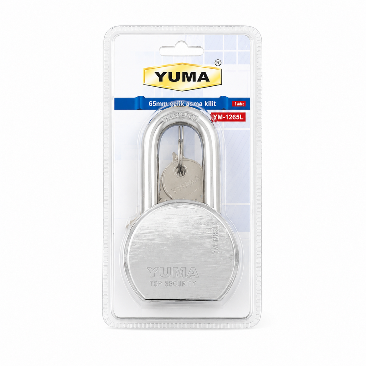 YUMA ÇELİK ASMA KİLİT UZUN 65 MM 1265L - Görsel 1