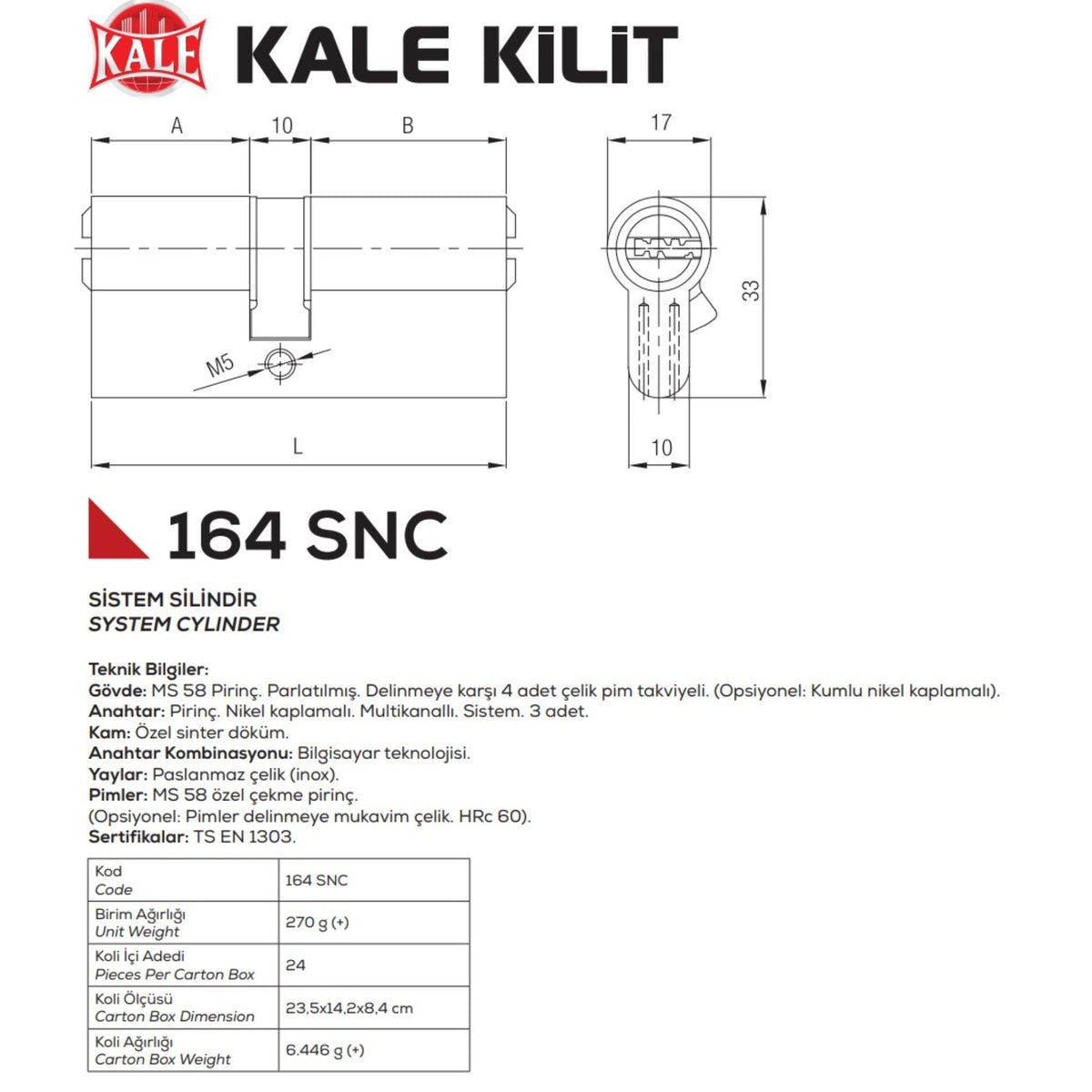 KALE SİSTEM BAREL 164SNC 68 MM SATEN - Görsel 6