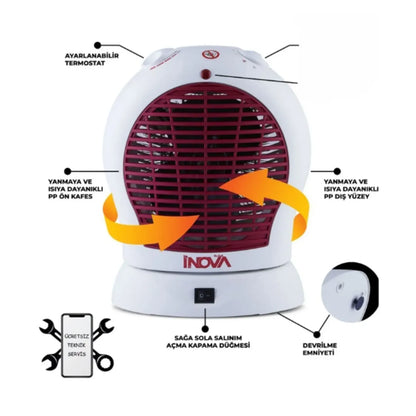 İNOVA GUST DÖNERLİ TURBO FANLI ISITICI 2000 W - görsel 3