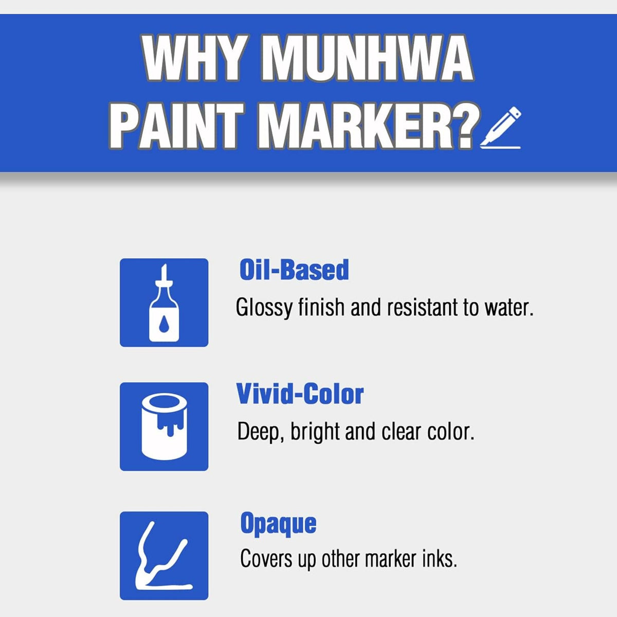 MUNHWA PAINT MARKER TAM ÖRTÜCÜ BOYA KALEMİ BEYAZ - Görsel 6
