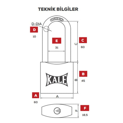 KALE ASMA KİLİT UZUN KANCA SARI 60 MM KD001/70-660 - Görsel 4