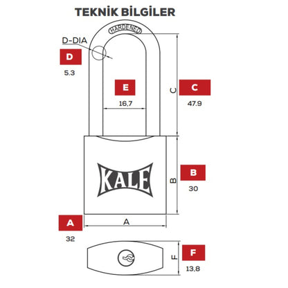 KALE ASMA KİLİT UZUN KANCA SARI 30 MM KD001/70-630 - Görsel 4