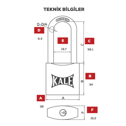 KALE ASMA KİLİT UZUN KANCA SARI 40 MM KD001/70-640 - Görsel 4