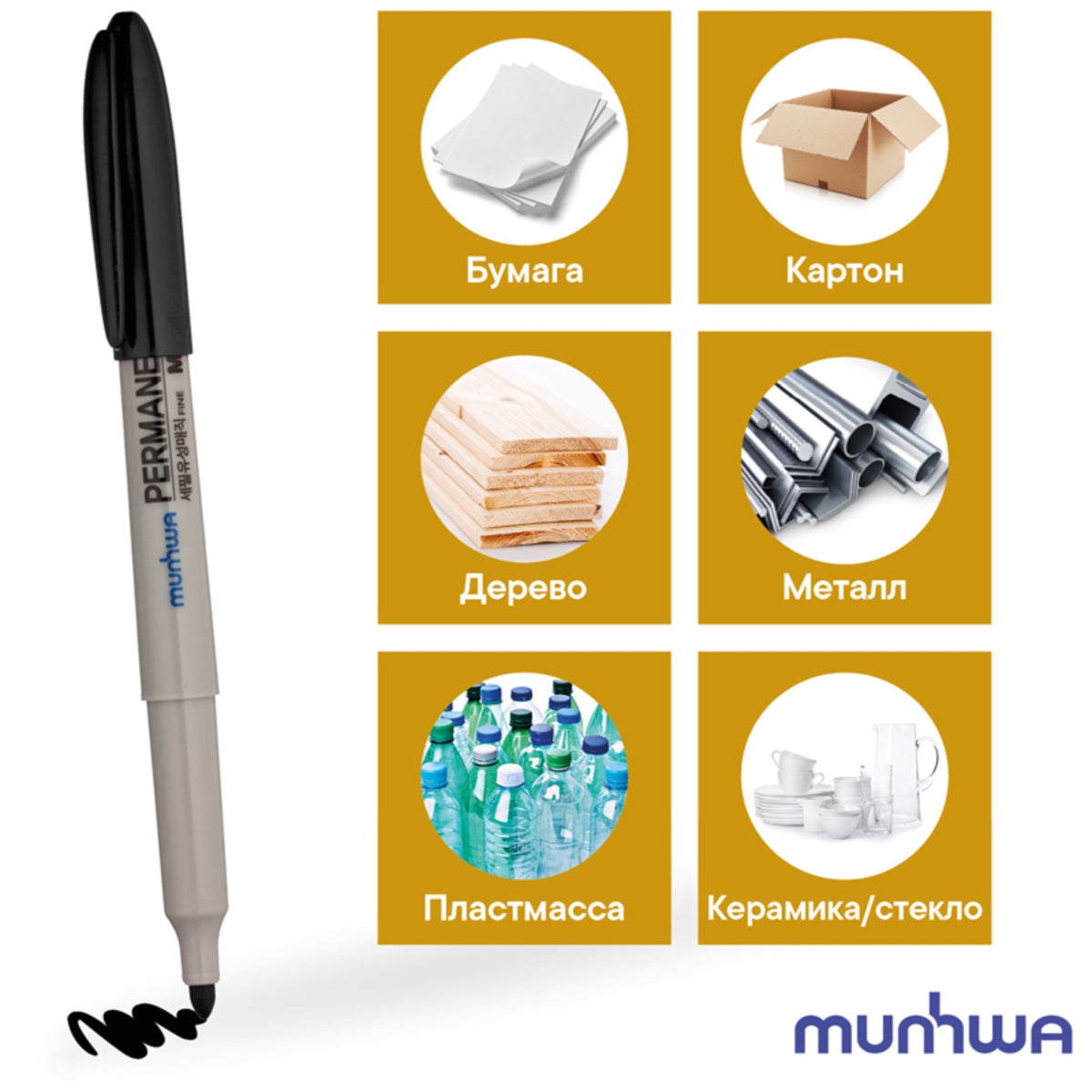 MUNHWA PERMANENT MARKER ASETAT KALEMİ FINE SİYAH - Görsel 3