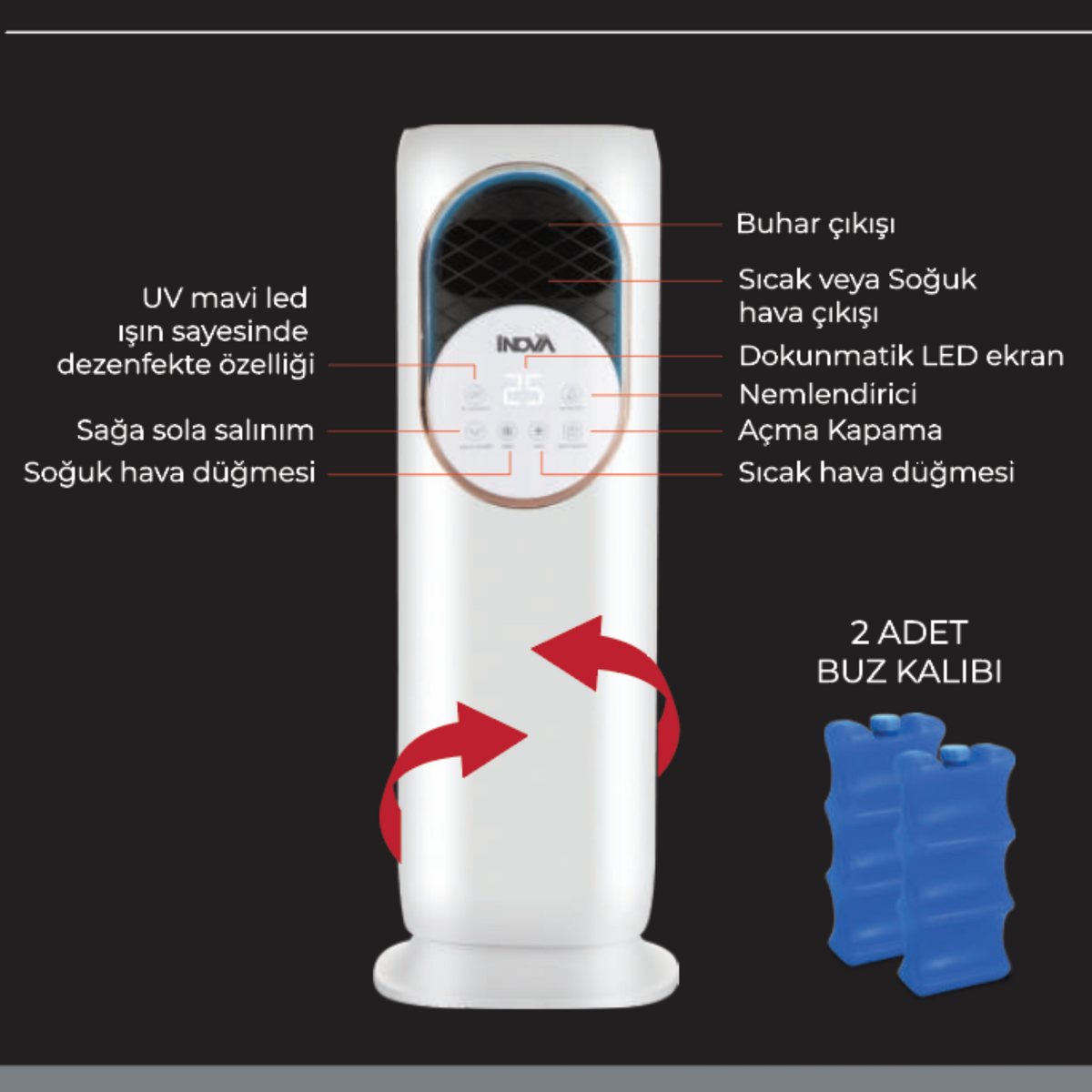 İNOVA APOLLO ISITICI SOĞUTUCU KUMANDALI 1800 W - görsel 3