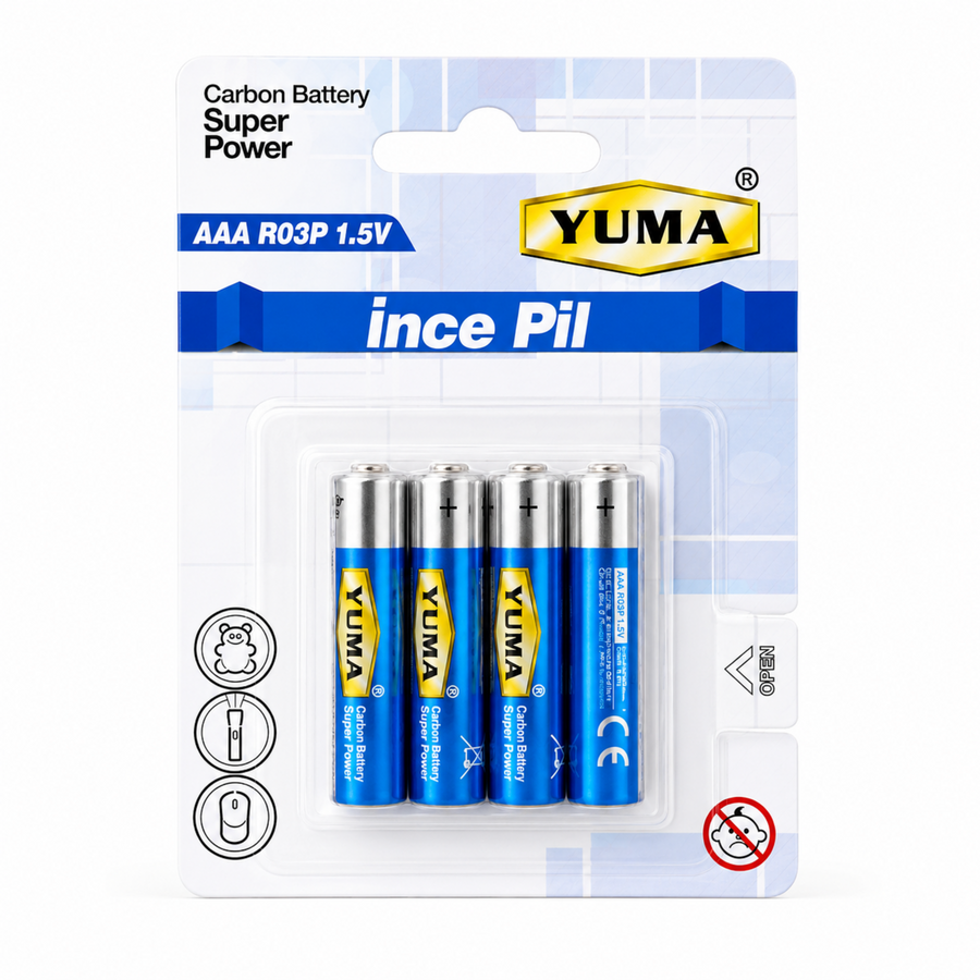 YUMA ÇİNKO İNCE PİL (PK 4 LÜ) YM-903 - Görsel 1