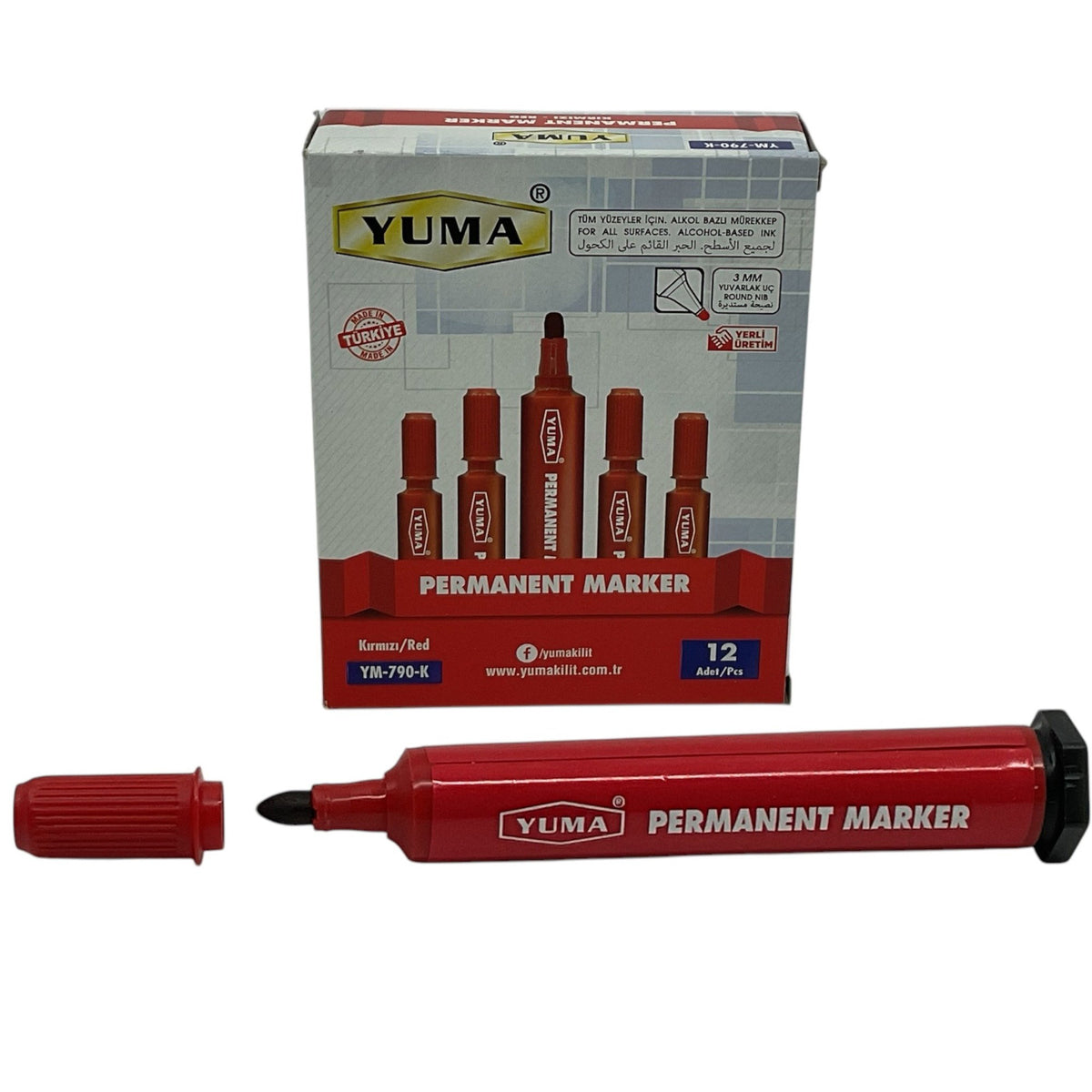 YUMA KOLİ KALEMİ KESİK UÇLU KIRMIZI YM-791-K - Görsel 3