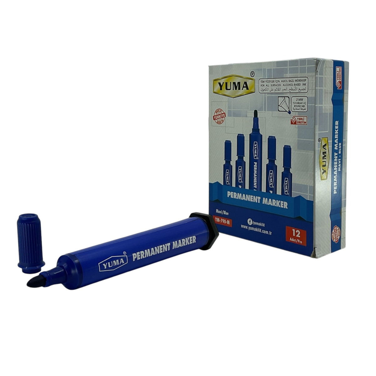 YUMA KOLİ KALEMİ KESİK UÇLU MAVİ YM-791-M - Görsel 3