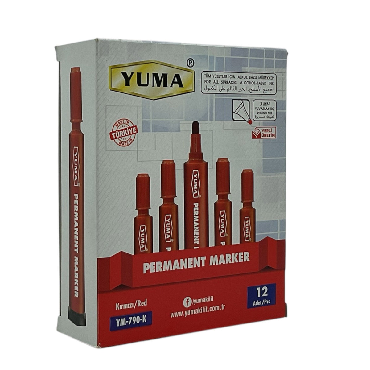 YUMA KOLİ KALEMİ KESİK UÇLU KIRMIZI YM-791-K - Görsel 4
