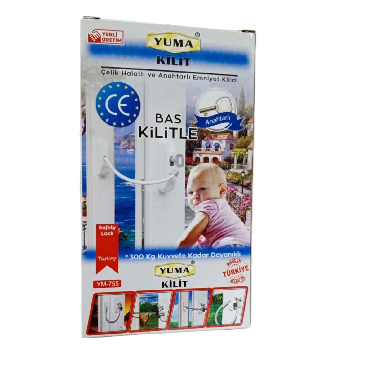 YUMA ÇELİK HALATLI ANAHTARLI MANDAL KAHVE YM-755K - Görsel 1