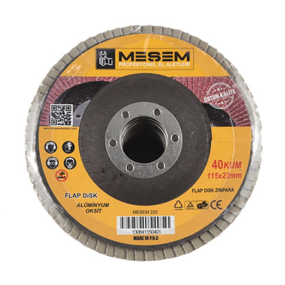 MEŞEM FLAP DİSK ZIMPARA A.O 115x22 P40 KOD:220 - Görsel 2