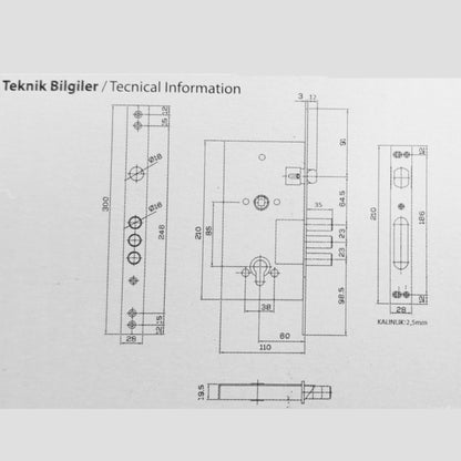 YUMA MONOBLOK ÇELİK KAPI KİLİDİ YM-7660 BARELSİZ - Görsel 4