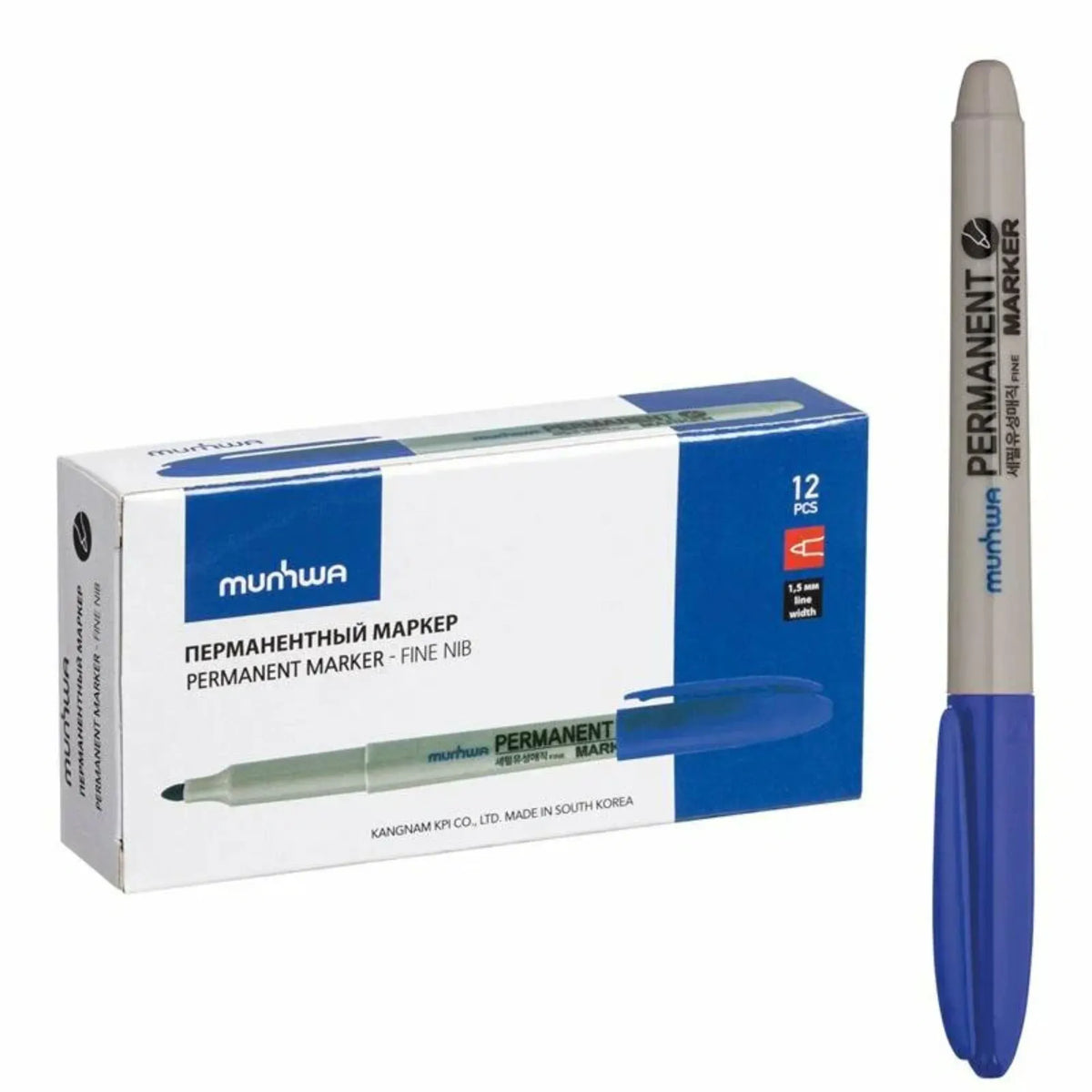 MUNHWA PERMANENT MARKER ASETAT KALEMİ FINE MAVİ - Görsel 5