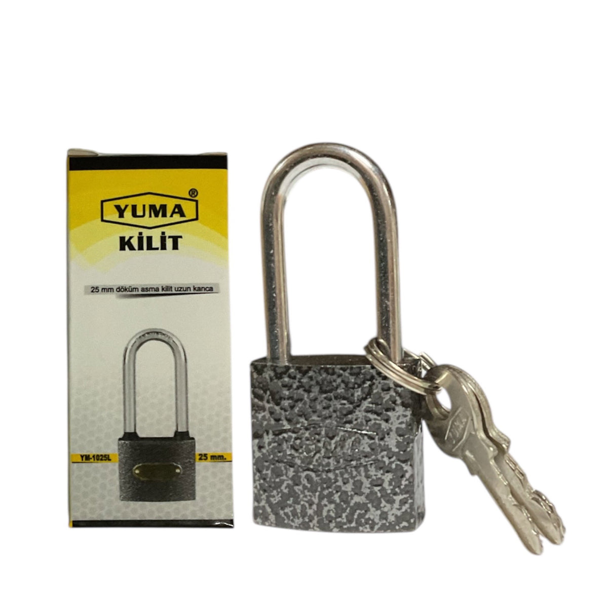 YUMA GRİ UZUN ASMA KİLİT 25 MM YM-1025L - Görsel 3