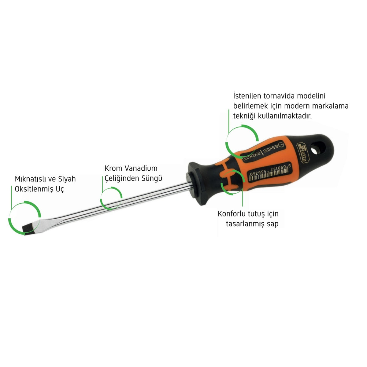 RETTA RXD5200 TORNAVİDA DÜZ 5.0x200 MM - 3. görsel