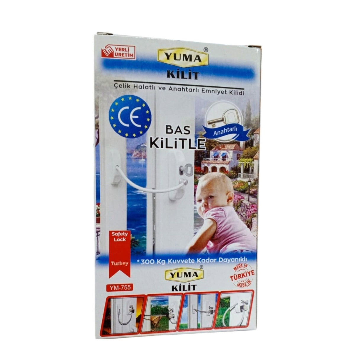 YUMA ÇELİK HALATLI ANAHTARLI MANDAL BEYAZ YM-755 - Görsel 2