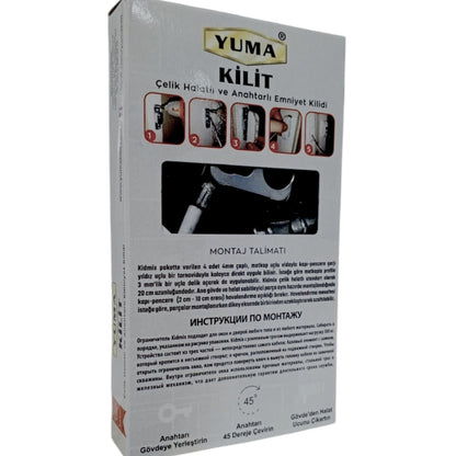 YUMA ÇELİK HALATLI ANAHTARLI MANDAL BEYAZ YM-755 - Görsel 3